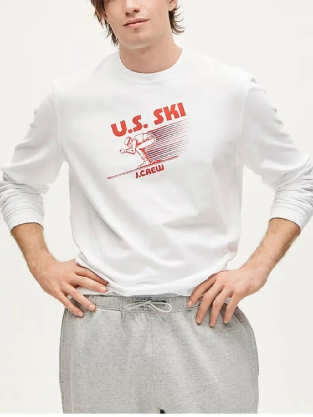 BRAND NEW J. Crew U.S. Ski & Snowboard White Long Sleeve Graphic Shirt in Medium